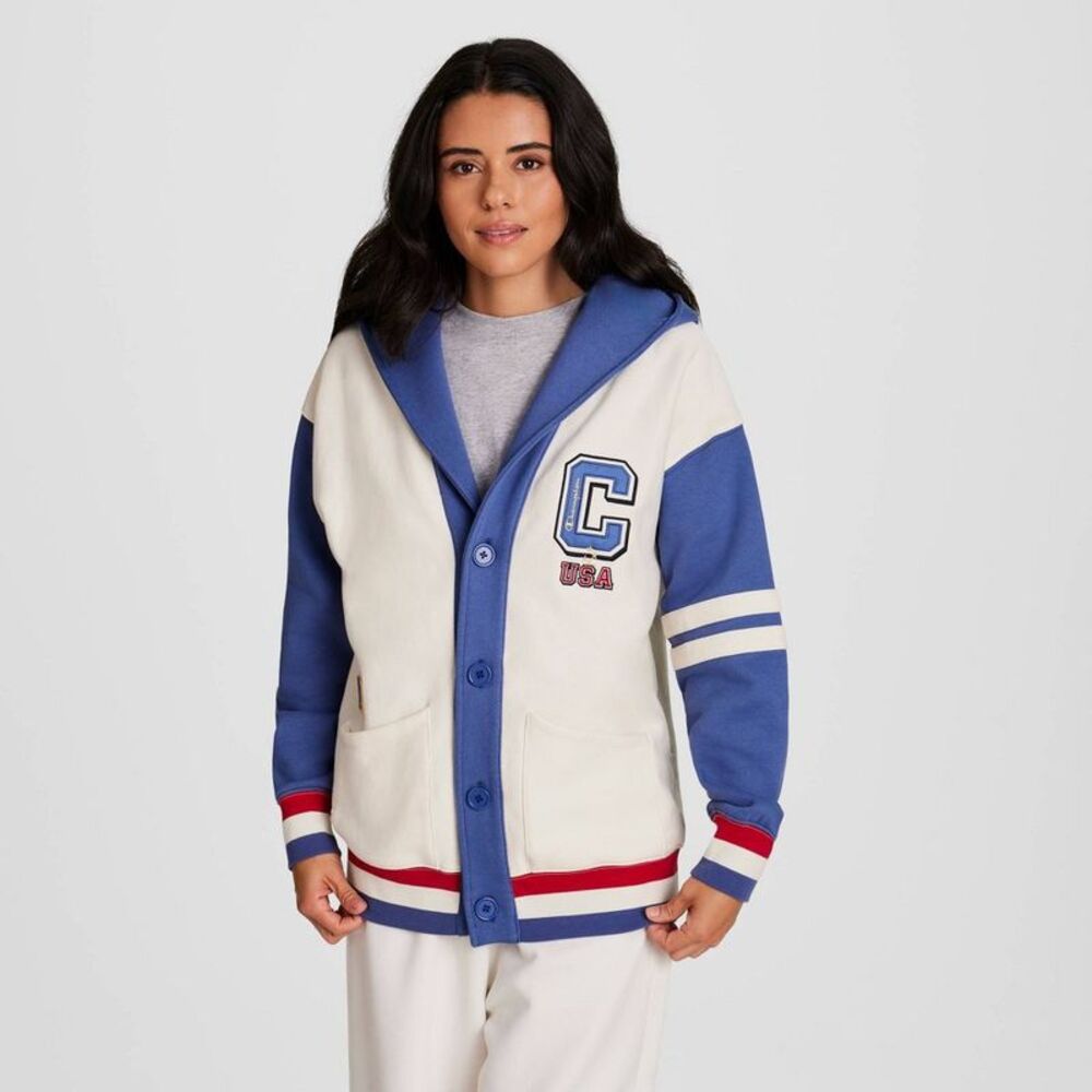 Champion Women's Gold Medal Hooded Cardigan - Cream XL